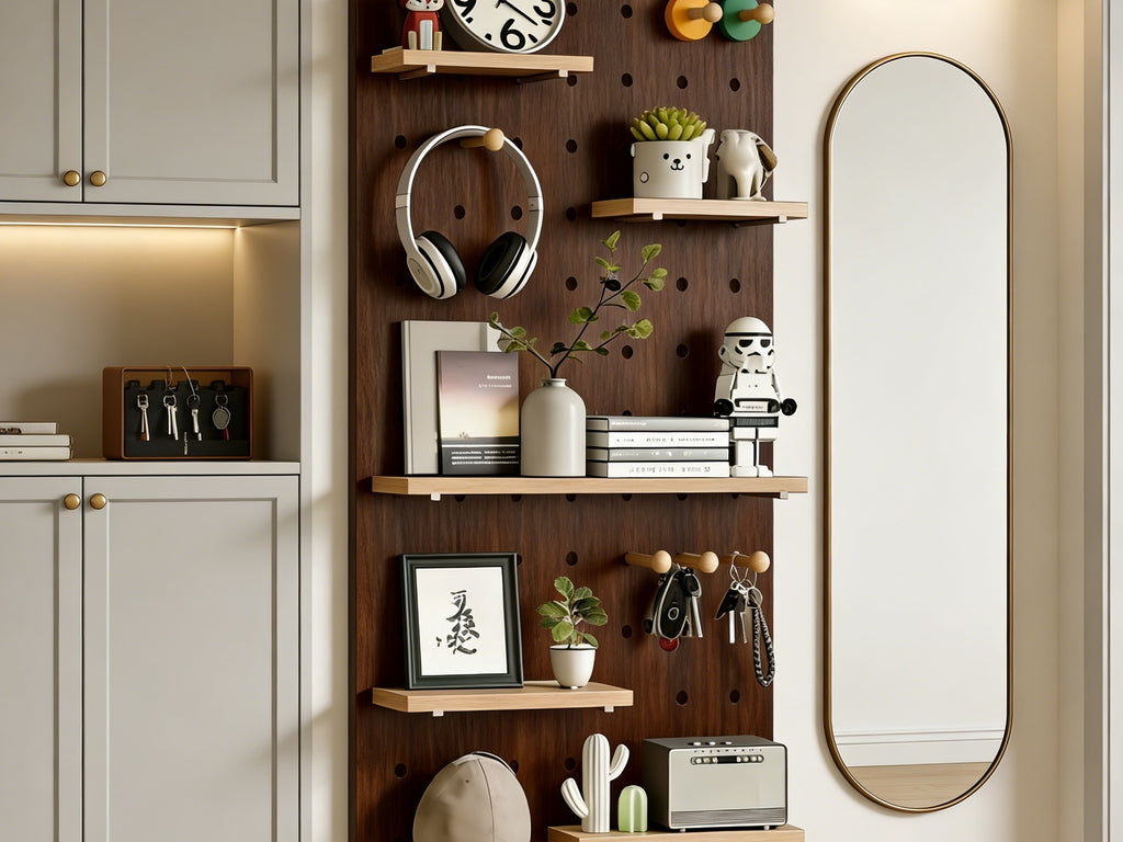 Arch Wooden Pegboard Wall Panel - Solid Wood, ENF-Grade - Entryway scene