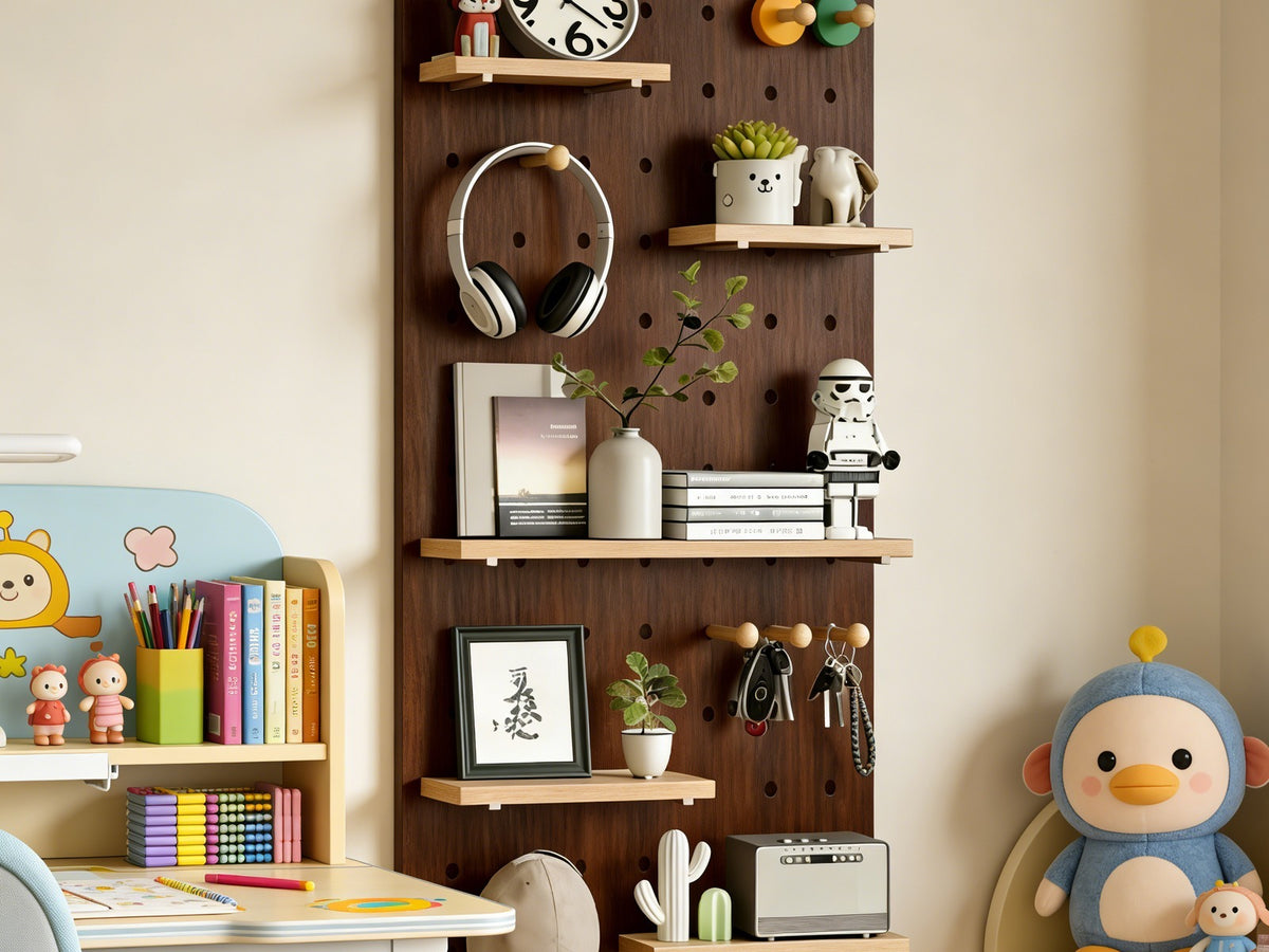 Cloud Wooden Pegboard Wall Panel - Solid Wood, ENF-Grade - Kids room scene