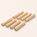 Eight solid wood pegboard dowels 15 mm diameter by 11.5 cm long on a white background