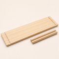 Solid pine pegboard shelf 10 x 40 cm shown with two wooden dowels on a white background